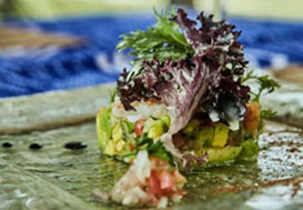 Gourmet seafood and vegetable salad