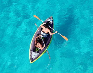 Kayaking along the tropical coastline of Zanzibar