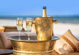 Luxury beachside champagne setup